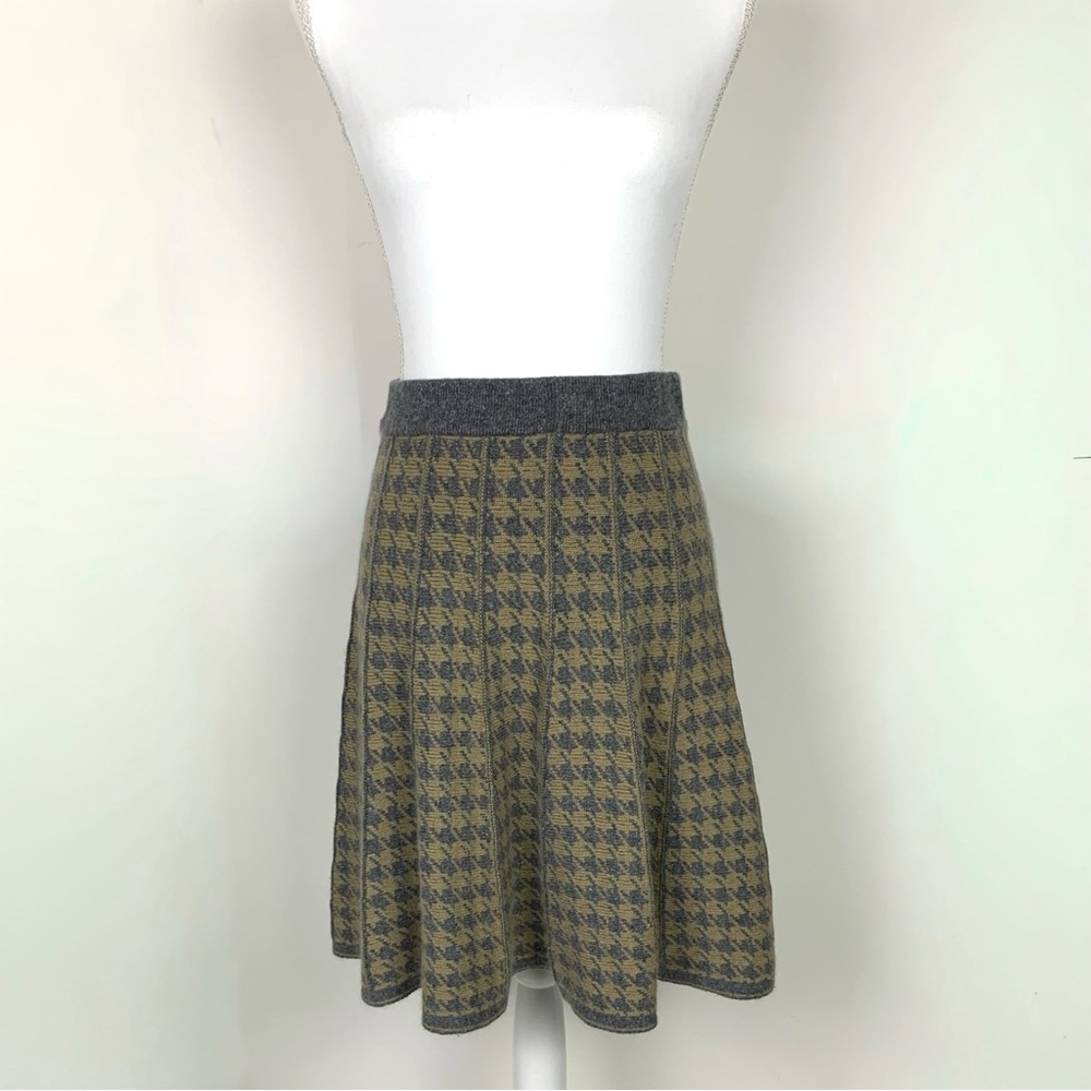 Vintage DejaVu Women M Angora Blend Knit Skirt Pull On Houndstooth Academia